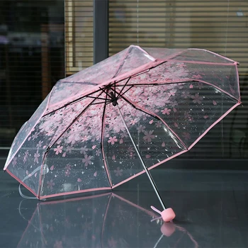 Прозрачный Зонт Cherry Blossom Mushroom Apollo Sakura 3-х Кратный защитный зонт Детский зонт
