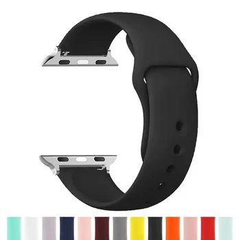 Ремешок для Apple Watch band 44мм 42мм 40мм 49мм 45мм 41мм Силиконовый спортивный ремень-браслет correa iWatch series 9 8 7 6 5 3 Ultra SE