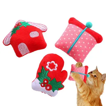 Рождественские Милые Игрушки для кошек, Интерактивная Плюшевая игрушка для кошек, Мини-Игрушки для кошачьей мяты, игрушки для котенка, жующая мышь, Аксессуары для домашних животных