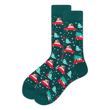 Рождественские носки больших размеров с перекрестной каймой, Рождественская елка, Новый Лось, Старик, Рождественские женские Носки с длинной трубкой, 41-46 Размеры