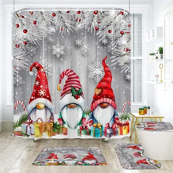 Рождественский эльф, занавеска для душа, коврик, набор для ванной, Снеговик, палевый Рождественский подарок, с Новым годом, набор для занавески для душа, украшение для ванной комнаты