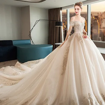 Свадебное платье длиной 1,5 м, новинка 2023 года, роскошное сексуальное платье невесты с V-образным вырезом, бальное платье принцессы, классические свадебные платья