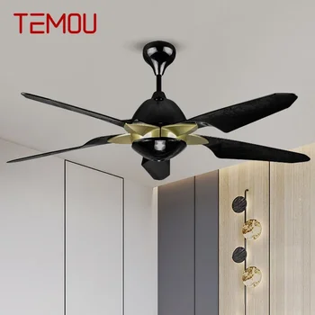 Светодиодная подсветка вентилятора TEMOU Nordic, современный минимализм, ресторан, гостиная, кабинет, Потолочный вентилятор, Дистанционный электрический вентилятор