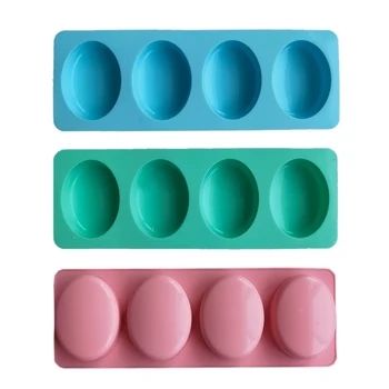 Силиконовая эллиптическая форма для мыла с 4 отверстиями, формы для свечей, силиконовые формы для поделок, силиконовый материал, подарок для любителя ручной работы