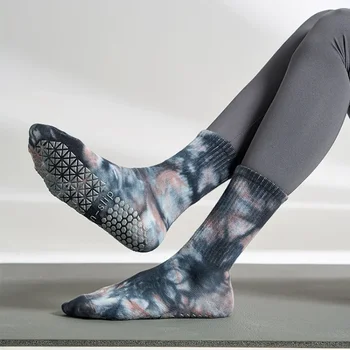 Силиконовые противоскользящие носки для йоги, цветные Градиентные хлопковые дышащие носки для пилатеса, Женские носки для занятий фитнесом в тренажерном зале, спортивные носки для танцев на полу