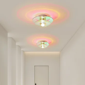 Скандинавский красочный потолочный светильник, креативные лампы из акрилового стекла, светильники для прихожей, коридора, лестницы, светильники для кафе в отеле, светодиодные светильники