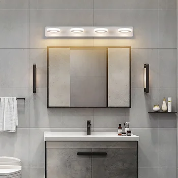 Скандинавский светодиодный настенный светильник для спальни, зеркала в ванной комнате, освещение 32 см, 48 см, 58 см, 70 см, современные настенные бра для помещений, настенные светильники белого цвета