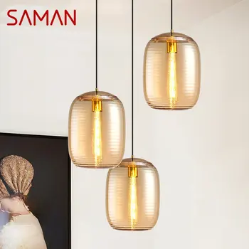 Современные Золотые светодиодные подвесные светильники SAMAN Промышленный Креативный Стеклянный дизайн Подвесной светильник для дома, столовой, гостиной, декора спальни