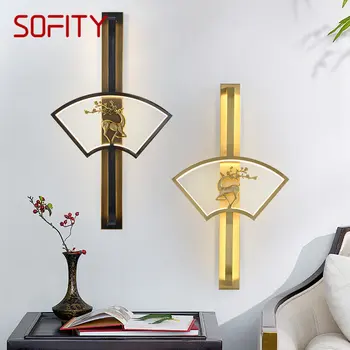 Современный настенный светильник SOFITY LED Vintage Brass Creative Deer Fan-Shaped Sconce Light для домашнего декора гостиной спальни