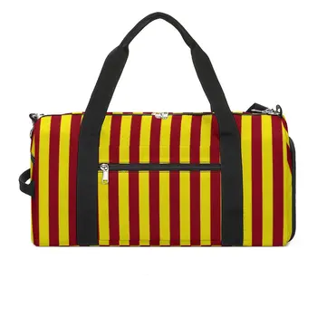 Спортивные сумки в вертикальную полоску бордового и желтого цвета с обувью Спортивная сумка Оксфорд Мужская сумка на заказ для плавания Забавная сумка для фитнеса