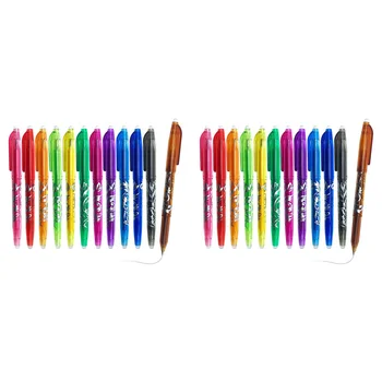Стираемые гелевые ручки - 24шт термостирающих ручек для ткани, шариковая ручка с тонкой ручкой 0,5 мм для детей, студентов и взрослых