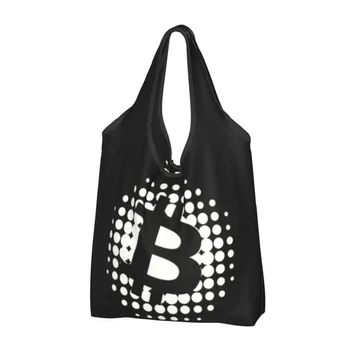 Сумки-тоут Kawaii Buy Bitcoin Button Портативная сумка для покупок с криптовалютой BTC, блокчейн-гик, сумка для покупок в продуктовых магазинах