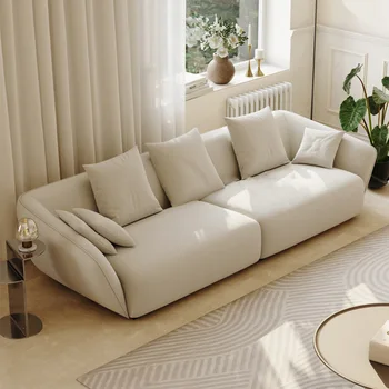 Тканевый диван особой формы в кремовом стиле, итальянская байковая ткань в скандинавском стиле, комбинация для маленькой гостиной в дизайнерском стиле Ins