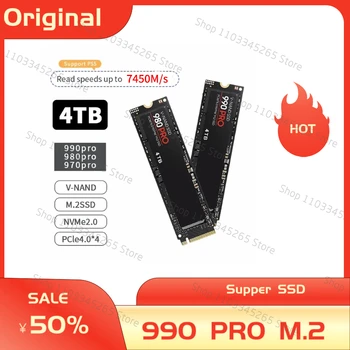 Ужин 990PRO 7450 Мбит/с M.2 SSD 1 ТБ 2 ТБ 4 ТБ NVMe 2,0 PCIe 4,0x4 М2 Диск Внутренний Твердотельный Накопитель для Ноутбука/ПК /PS5