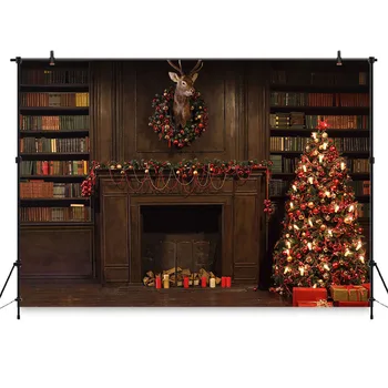 Фон для фотосъемки Рождественской елки, Рождественский фон для фотосъемки, камин, Винтажные фоны для фотосъемки в фотостудии