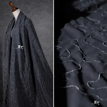 Художественная линия ткани, темно-серая бархатная рубашка, креативная дизайнерская одежда, Ткань для шитья, метры ткани, полиэстер, хлопок, материал 